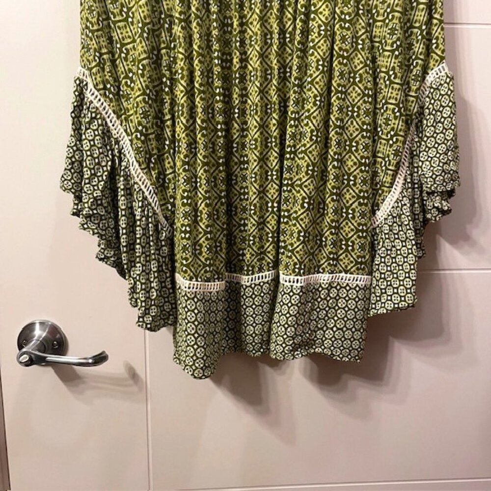 Chico's Boho Geometric Blouse Top Green Flowy Size XL - Picture 5 of 16